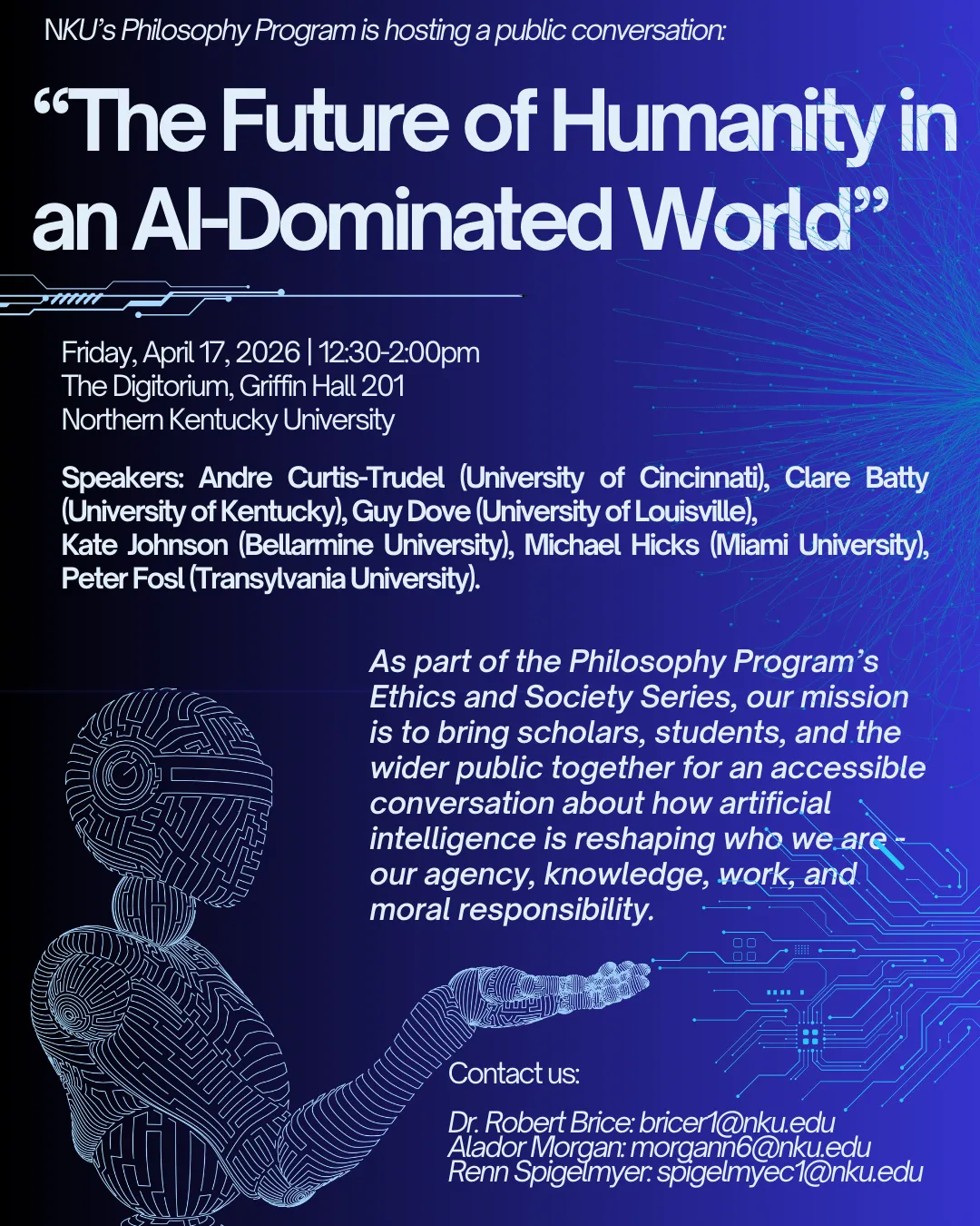 Event flyer for The Future of Humanity in an AI-Dominated World